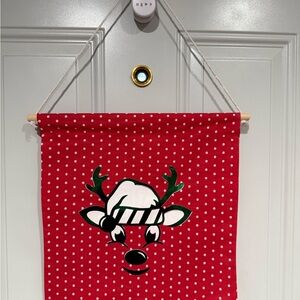 Festive Red Reindeer Wall Hanging